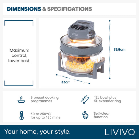 Deluxe 17L Halogen Oven - Grey